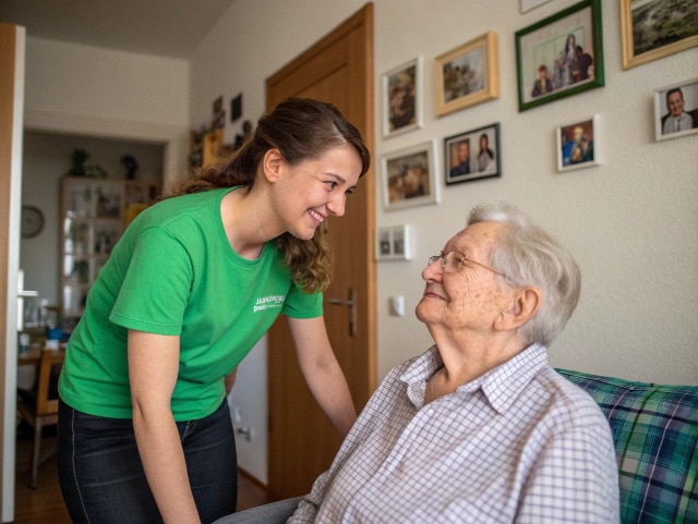 Eine Alltagsfee hilft einem Senior in seiner Dortmunder Wohnung