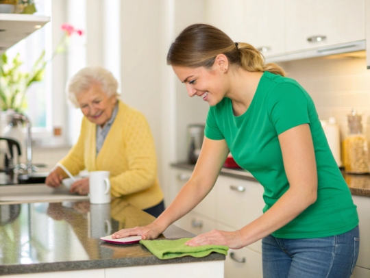 Eine Alltagsfee hilft einer Seniorin im Haushalt in Bad Salzuflen