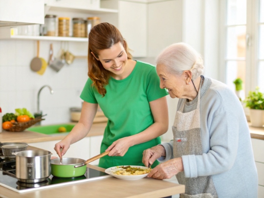 Alltagsfee unterstützt Seniorin beim Kochen in Ibbenbüren