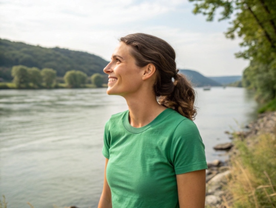 Eine Alltagsfee blickt auf den Rhein bei Niederkassel.
