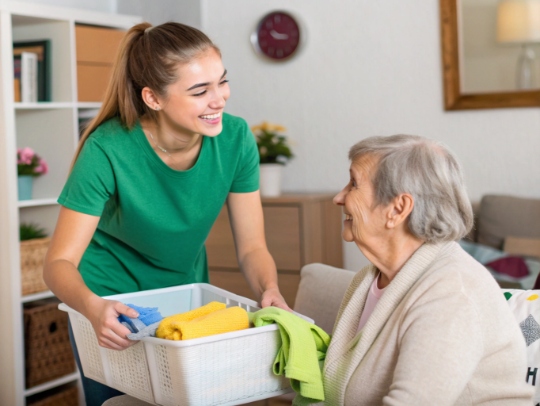 Alltagsfee hilft einer Seniorin im Haushalt in Oelde