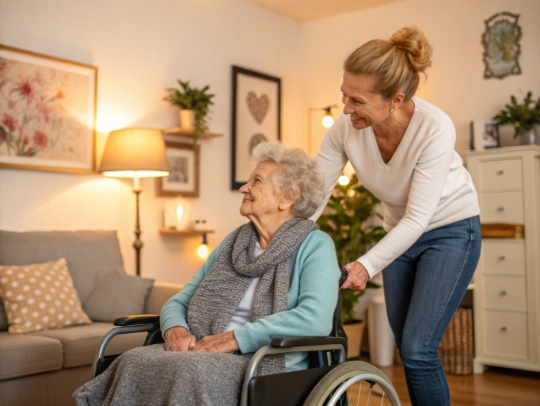 Eine Alltagsfee hilft einem Senior im Haushalt in Gevelsberg.