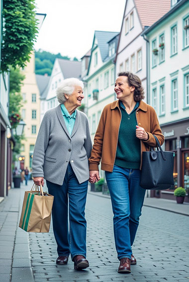 Zertifizierter Alltagsbegleiter im Gespräch mit Seniorin