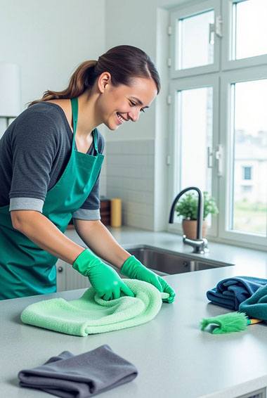 Alltagshilfe Schwelm reinigt eine helle Küche
