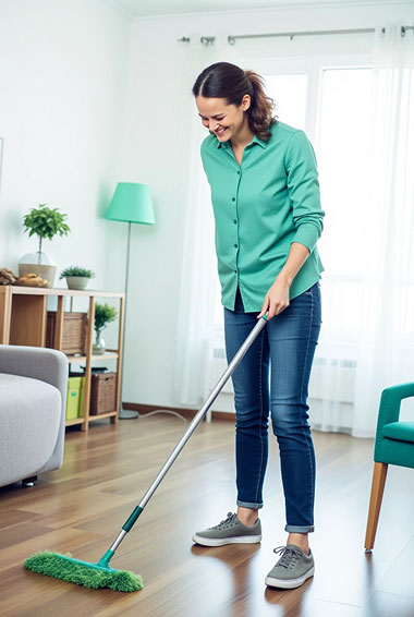 Haushaltshilfe unterstützt Seniorin in ihrer Wohnung